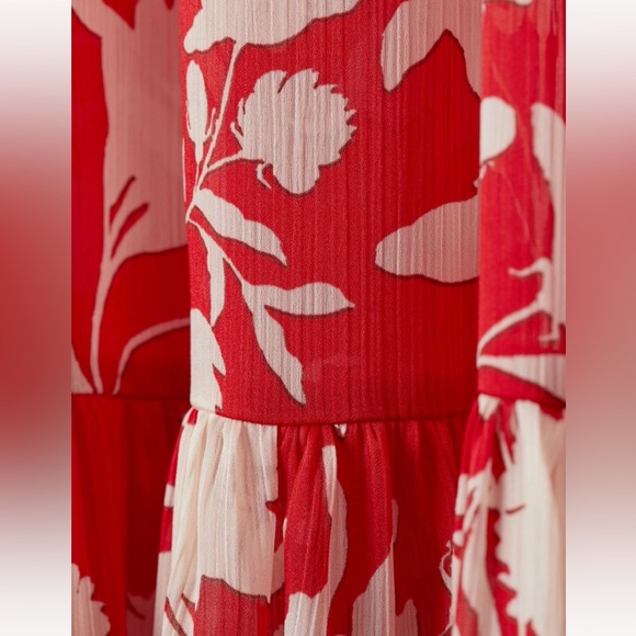 JOHANNA ORTIZ x H&M Voluminous Satin Maxi Dress in Red/Wild Roses - Picture 8 of 16